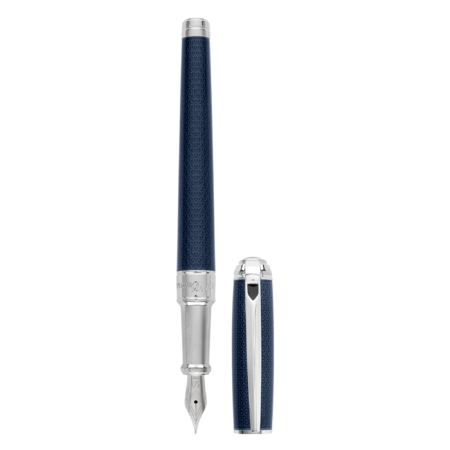 Fountain Pen Medium guilloche under blue lacquer