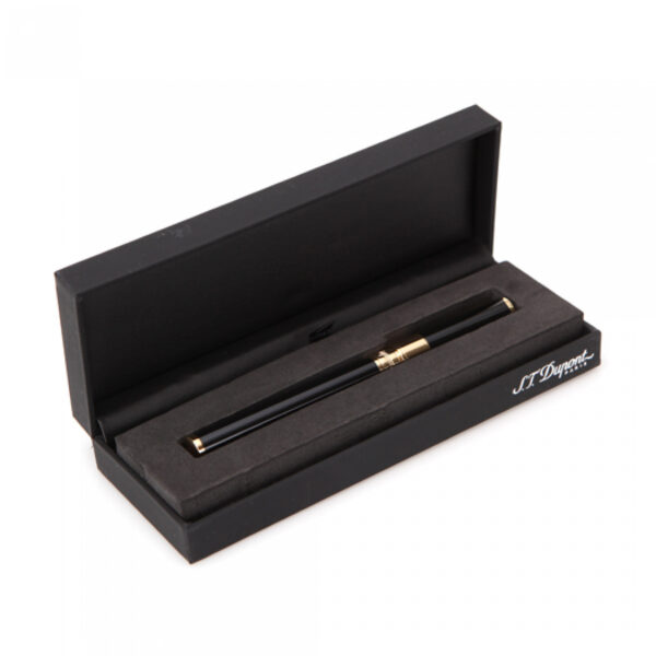 Yellow gold finish black rollerball pen - Image 5