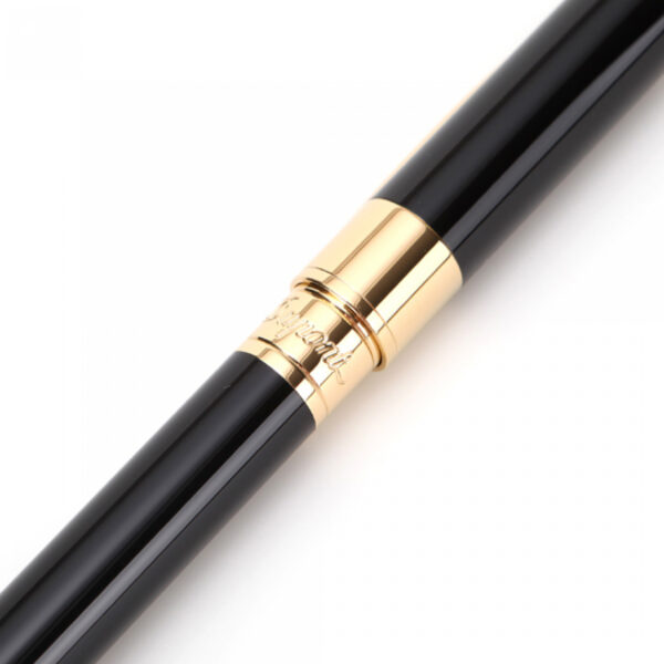 Yellow gold finish black rollerball pen - Image 3