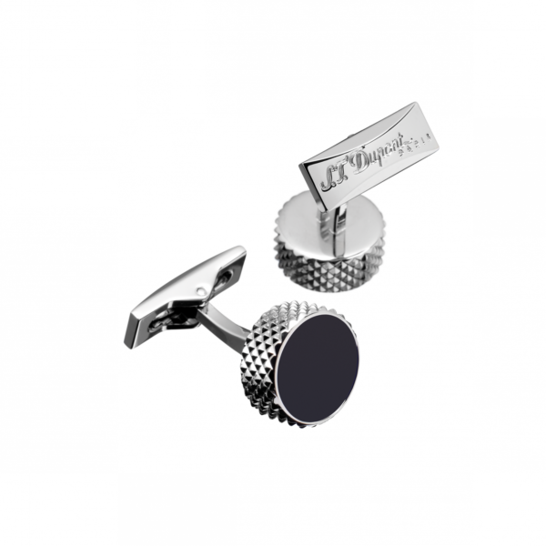 Cufflinks round black and Palladium