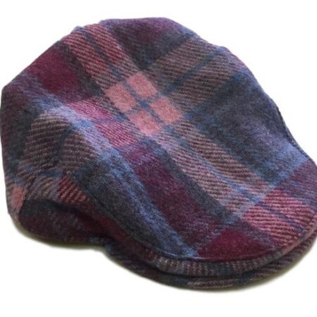 Harris Tweed Plaid Flat Cap Hat - Pastel Pink - Unisex