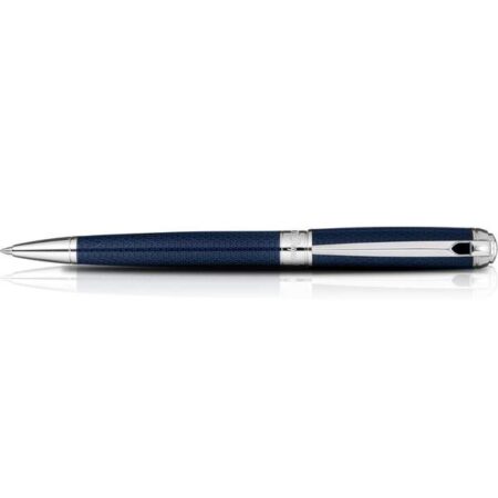 S T Dupont Line D Ballpoint Pen - Guilloche Blue