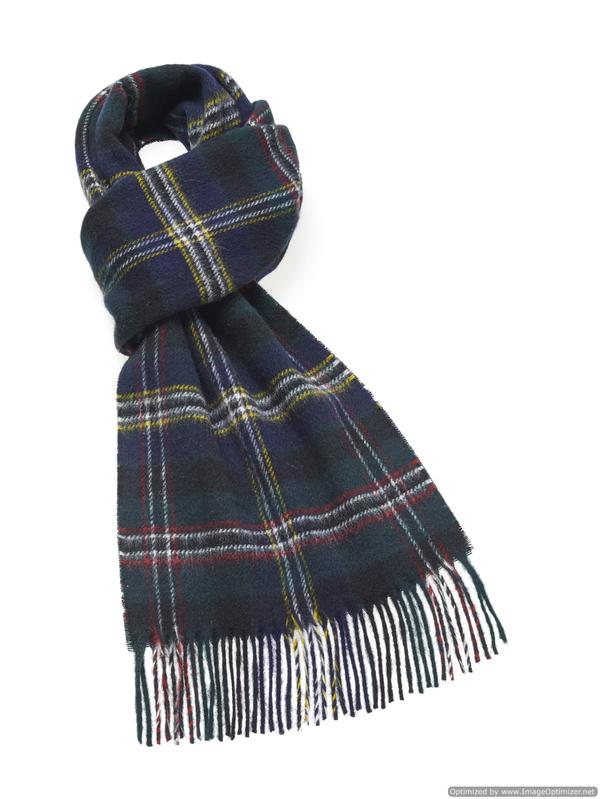 Tartan Scott Green Scarf. Merino Lambswool, Made in England, Bronte Mo