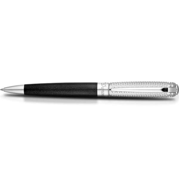 S T Dupont Line D Ballpoint Pen - Silver - Black (Duo Tone)