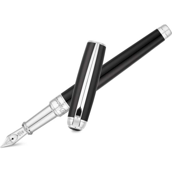 S T Dupont Line D Fountain Pen - Palladium - Black - Medium - Image 2