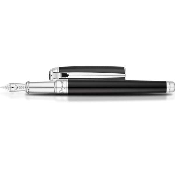 S T Dupont Line D Fountain Pen - Palladium - Black - Medium
