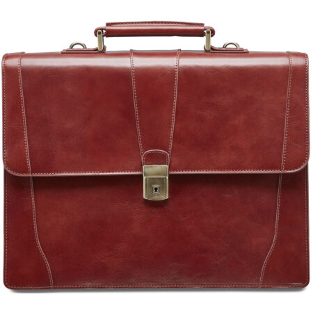 Leather Signature Collection Laptop / Tablet Compatible Double Compartment Briefcase - Brown