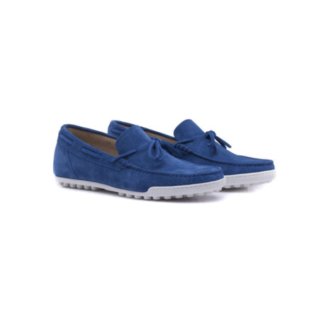 Driving shoes with laces in suede – Blue