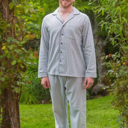 lee valley flannel men's pyjamas lv2 blue/ivory stripe