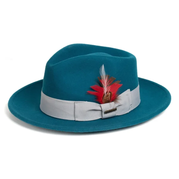 crushable acid blue 100% australian wool fedora hat