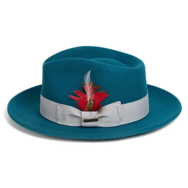 crushable acid blue 100% australian wool fedora hat