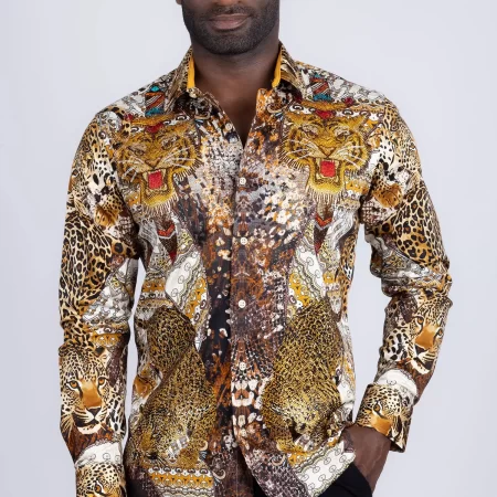 grafton rhinestones long sleeve shirt tobacco brown
